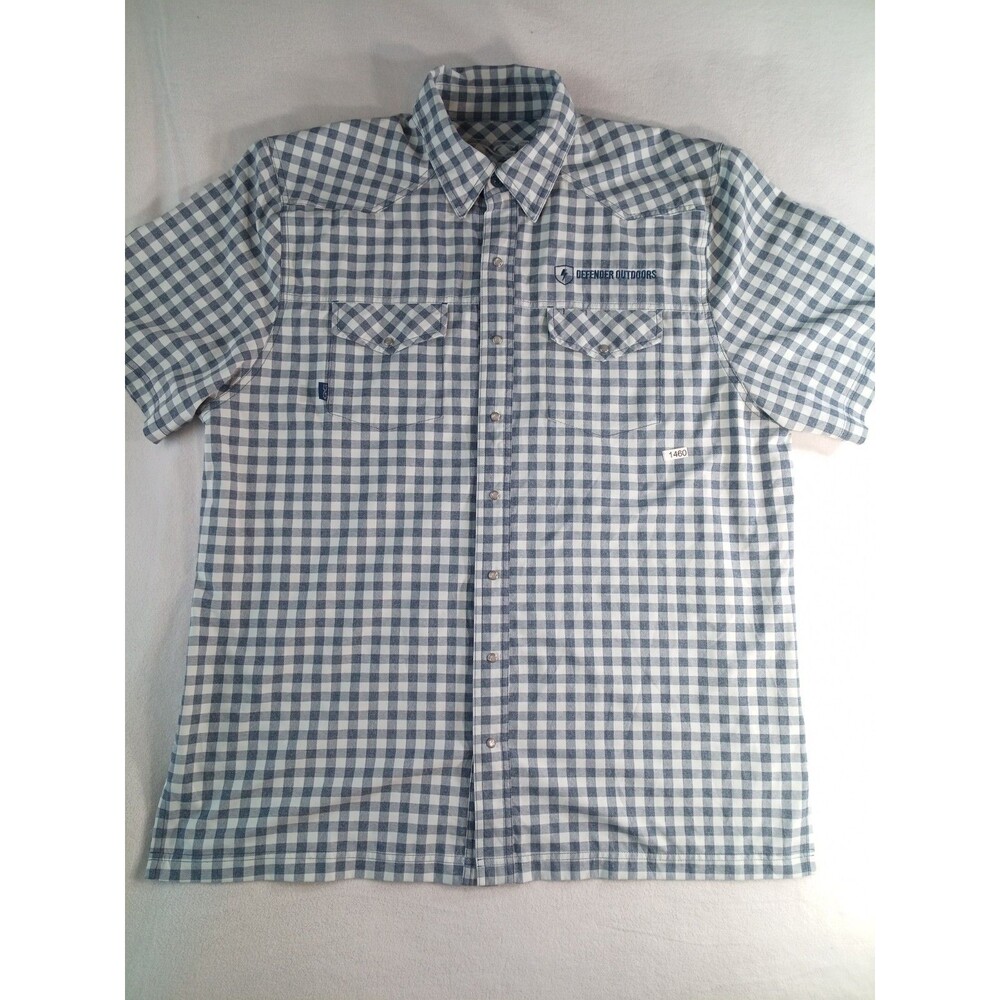 GameGuard Outdoors Shirt Mens XL Check Snap Fishing Short Sleeve Defender (,P)